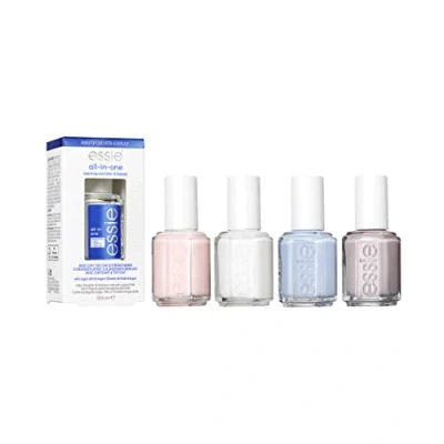 Imagen de essie Juego de esmalte uñas para mujer, colores favoritos, intensas, sin puntada + agua saltwater happy blanc ballet slippers Base/Top Coat all on one, 5 x 13,5 ml
