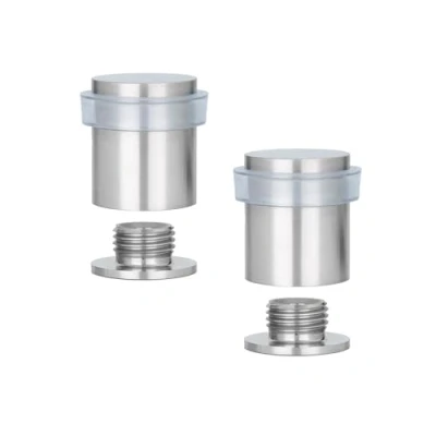 Imagen de EVI Herrajes Pack 2 Topes de Puerta 25 x 27 mm Base Roscada Goma Transparente Acero Inoxidable Incluye Tornillo + Taco Sujeción Mod. 040811TCBAM