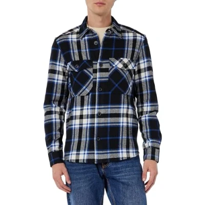Imagen de ONLY &amp; SONS Onsmilo Life Ovr Check LS Camiseta Noos Camisa de Manga Larga, Negro, L para Hombre
