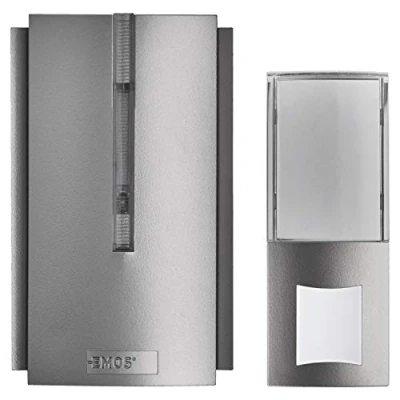 Imagen de EMOS P5760 Timbre inalámbrico con repetidor de Alcance Ilimitado y Salida USB, Volumen 5 Niveles hasta 85 dB/Pantalla LED, 16 melodías, función Memoria