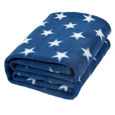 Imagen de Dreamscene Manta de Franela Forro Polar con Estrellas sobre la Cama, cálida y Suave, para sofá niños, Azul Marino, 50 x 60 Pulgadas