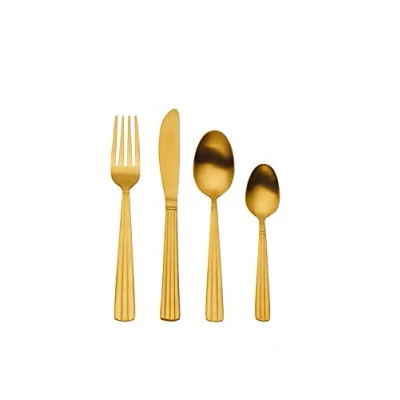 Imagen de Mikasa Juego de Cubertería Acero Inoxidable en Caja Regalo 16 piezas (4 Servicios) Dorado