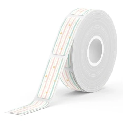 Imagen de SUPVAN E10/E16 Etiquetas Adhesivas，12 mm*30 mm, 220 Uds/Rollo Térmicas Impermeables (A rayas)