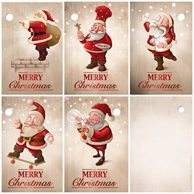 Imagen de EDITION COLIBRI 25 etiquetas de Navidad, 52 x 74 mm / 5 divertidos motivos Papá Noel, cada