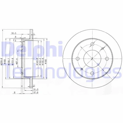 Imagen de DELPHI BG3618 Disco de freno 230 11 4 macizo aceitado sin procesar cojinete rueda, anillo sensor ABS HYUNDAI: Atos
