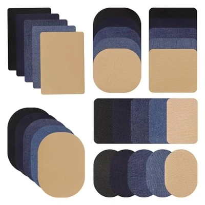 Imagen de INF 30 Parches Adhesivos termofusibles para Pantalones Vaqueros, Ropa, Codos, Rodillas, Pegamento termofusible, Formas y tamaños versátiles.