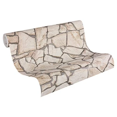 Imagen de Papel pintado Efecto Piedra Elements A.S. Création tejido no 10.05 m x 0.53 Beige Gris Marrón Fabricado en Alemania 927323 9273 23