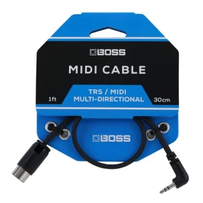 Imagen de BOSS BMIDI 1 35 30 cm Cable compacto de TRS 3,5 mm a MIDI 5 pines multidireccional Conectividad prémium para pedales
