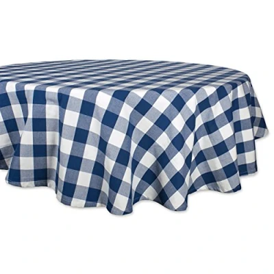 Imagen de DII Buffalo Check Collection, Mantel clásico de Granja, 70 Pulgadas, Redondo, Azul Marino y Crema