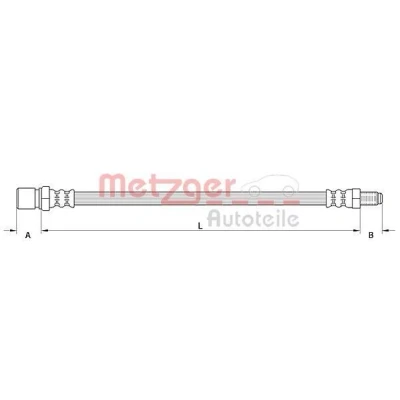 Imagen de METZGER 4110559 Latiguillos de Freno Eje trasero izquierda 256 M10x1 VOLKSWAGEN: TRANSPORTER 2 Bus