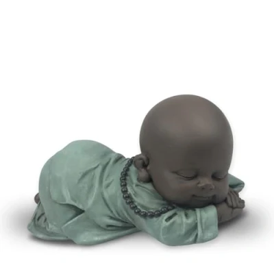 Imagen de Estatuilla Bonze Ronfleur Decoración Zen y Feng Shui para Crear un Ambiente Relajante Espiritual Idea de Regalo la Suerte Ancho: 11,5 cm Color: Verde Marrón Zen&#039;Light