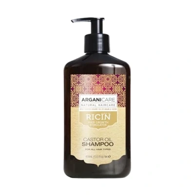 Imagen de Champú de aceite ricino Arganicare, estimulador del crecimiento cabello con aceites argán orgánico certificados y ricino. 400 ml.