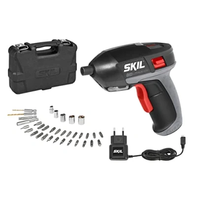 Imagen de Skil 2636AD Atornillador con cargador USB (batería 3,6 V, Li ion, 1,5 Ah, 5 Nm, luz LED, juego de 35 accesorios, maletín)