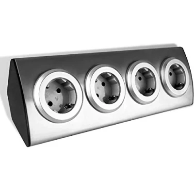Imagen de ORNO AE 1340(GS) 4 Enchufes Cocina Montaje En Superficie de 45 3680W para Cocina, Oficina y Encimera, Color Plateado (sin Cable)