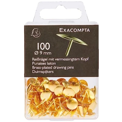 Imagen de Exacompta 14741E Cajita de 100 chinchetas, Latón