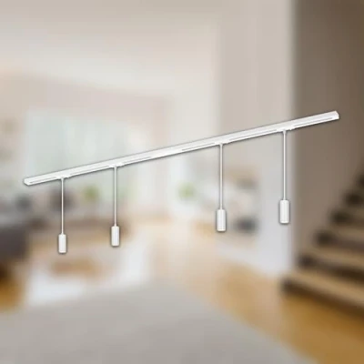 Imagen de Briloner RAIL 230 V sistema de riel, blanco, 4 LED colgantes, longitud 1,5 m