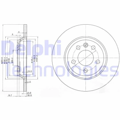 Imagen de DELPHI BG3518 Disco de freno 294 14 5 macizo aceitado sin procesar cojinete rueda, anillo sensor ABS VOLKSWAGEN: TRANSPORTER 4 Bus