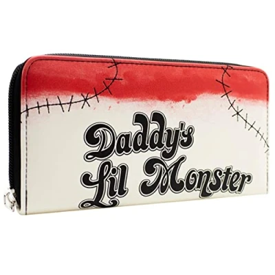 Imagen de Harley Quinn Daddy&#039;S Lil Monster Estilo Camiseta Cartera/Billetera Clutch con Bolsillo para Monedas &amp; Tarjetero, Blanco Roto