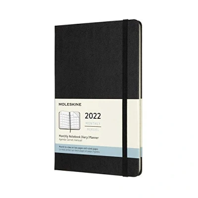 Imagen de Moleskine Agenda Mensual 2022, de 12 Meses, un Mes por Página, Tapa Dura, Tamaño Grande 13 x 21 cm, Color Negro, 128 Páginas