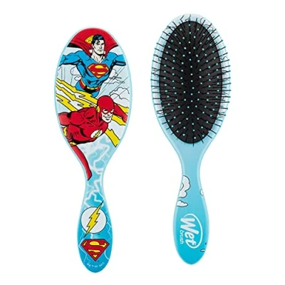Imagen de WetBrush Original Detangler, cepillo para el cabello, cerdas Intelliflex ultrasuaves, Liga de la Justicia Superman y Flash, gama DC Comics, todo tipo cabello