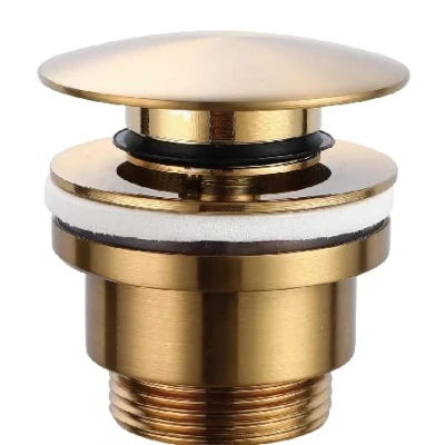Imagen de IMEX Valvula de Click Clack Apta para lavabos y bides, Desagüe Lavabo Fácil instalación Tapones Lavabo, Universal con o sin Rebosadero, Pop Up Oro Cepillado VCC014