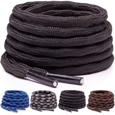 Imagen de Miscly Cordones Redondos de Botas [3 Pares] Antideslizantes y con Forma Entrelazada, Resistentes Ideales para Botas, Trabajo Zapatos Senderismo (114cm, Negro)