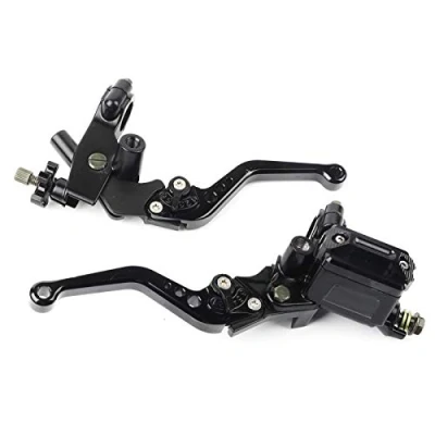 Imagen de RUIRUIY palancas de embrague Freno Motocicleta universales 7/8in, Juego manijas la Bomba superior ajustable hidráulicamente (Negro)