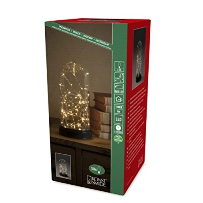 Imagen de Konstsmide con alambre plateados LED Deko Cúpula de cristal, transparente