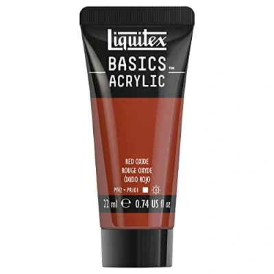 Imagen de Liquitex Basics Pintura Acrílica, Para Bellas Artes y Manualidades, Resistentes a la Luz, Viscosidad Media, Acabado Satinado, Tubo de 22 ml Rojo Oxido