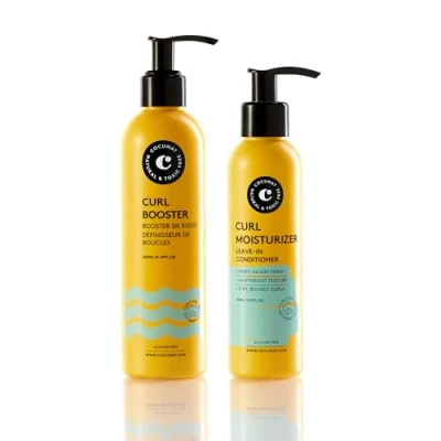 Imagen de COCUNAT Método curly Rizos Perfectos en 2 pasos Moisturizer Leave in + Curl Booster Hidrata, Nutre, Fortalece, Elimina el frizz y Desenreda 250ml+150ml