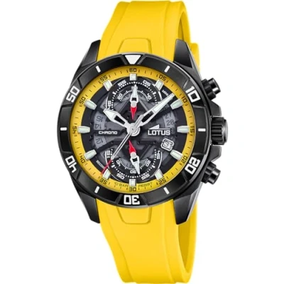 Imagen de LOTUS Reloj Hombre 18945/1 Vortex Caja de Acero Inoxidable 316l Negro Correa Caucho Amarillo