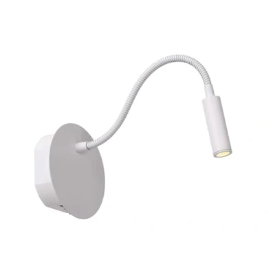 Imagen de Lucide Aplique LED a pilas Jolijn, blanco, brazo flexible, Ø 11 cm, imán