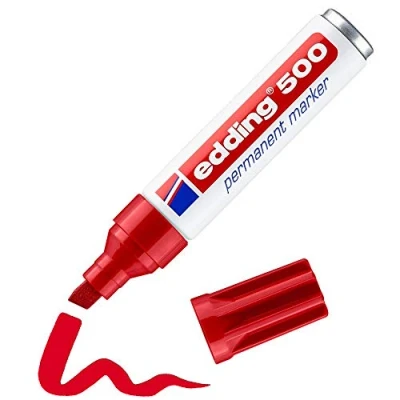 Imagen de Rotulador edding marcador permanente 500 rojo punta biselada 7 mm