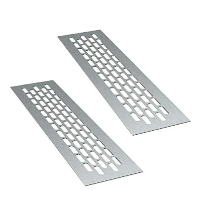 Imagen de sossai® Rejillas de ventilación aluminio Alucratis (2 piezas) Rectangular dimensiones: 24,5 x 6 cm Color: inox rejilla aire