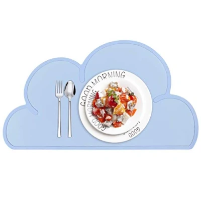 Imagen de HONGXIN SHOP Salvamantel Silicona Mantel Mat Antideslizante Nube Forma Individual Estera de Tabla Lavable Plato para Bebé y Niño, Azul