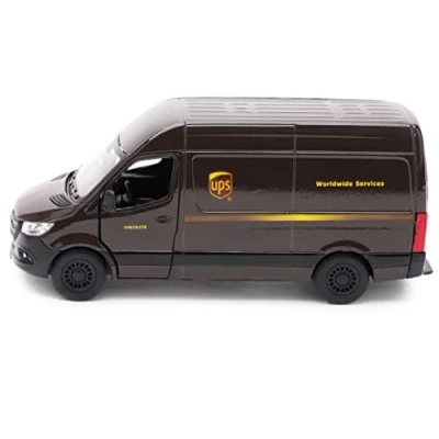 Imagen de Toyland® 12cm Pull Back &amp; Go Die Cast UPS Van con Puertas Abiertas y Cerradas Vehículos de Juguete Escala 1:48