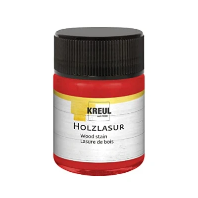 Imagen de KREUL 78506 Tinte acrílico intensivo, Tarro de 50 ml en Cerezo, para Madera tratada y Papeles Naturales absorbentes, Fluido Pintura líquida al Agua, Cherry
