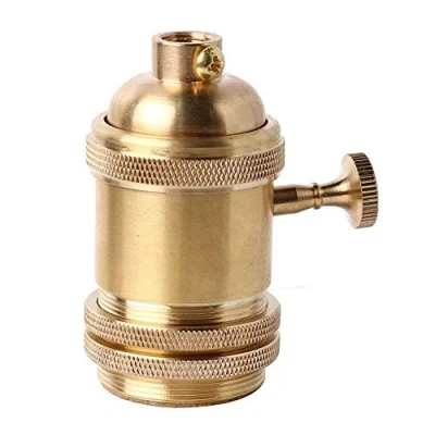 Imagen de PIANUO Portalámparas Soporte de lámpara latón antiguo con tornillo interruptor E27 para colgante retro Edison