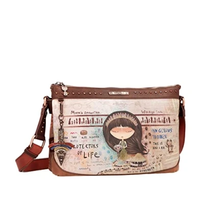 Imagen de Anekke Bandolera de Mujer Polipiel para con 2 Compartimentos, Correa Ajustable y Cierre Cremallera Menire Accesorios Complementos 28x21x4 cm