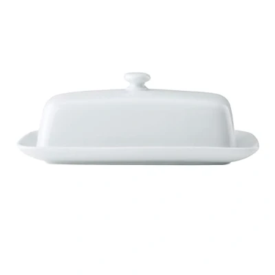 Imagen de Mikasa Porcelana Chalk Mantequera con Tapa, 21cm, Blanca para Desayuno y Cena, Grande, Apta Lavavajillas en Caja de Regalo