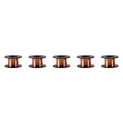 Imagen de 5 Bobinas de hilo Cobre, Alambre Esmaltado Superfino 0.1 mm Longitud 15 m