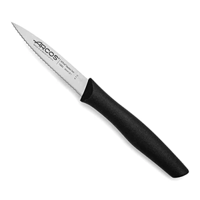 Imagen de Arcos Serie Nova Cuchillo Mondador Hoja Serrada de Acero Inoxidable 85 mm Mango Polipropileno Color negro