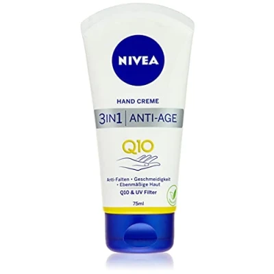 Imagen de NIVEA crema de manos antiedad Q10 3 en 1, 75 ml, cuidado antiarrugas con y filtro UV, nutritiva para la piel normales a secas