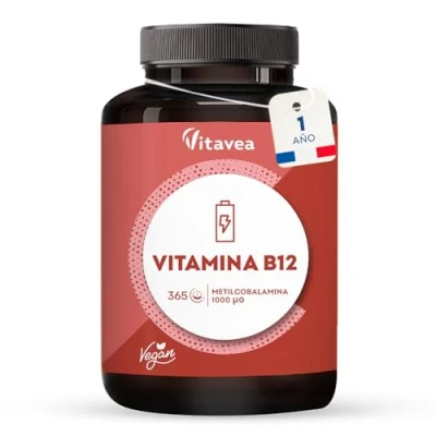 Imagen de Vitamina B12 Vegana 1000 µg 365 Comprimidos (12 Meses) Alta Potencia con Metilcobalamina Suplemento para Energía, Sistema Inmunitario y Reducción del Cansancio Vitavea