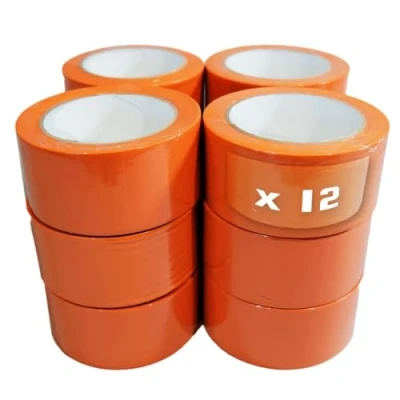 Imagen de Lote de 12 Cintas adhesivas naranja PVC 50 mm x 33 m para el sector la construcción Cinta adhesiva TECPLAST