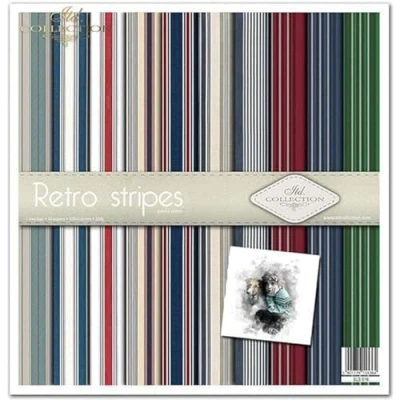 Imagen de ITD Collection Paquete de scrapbooking 12 x pulgadas, papel scrapbooking, decorativo, decoupage, fabricación tarjetas, tamaño 310 320 mm (Retro stripes SLS 016)