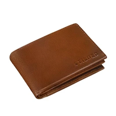 Imagen de STILORD &#039;Lincoln&#039; Monedero Mini Billetera Cuero RFID NFC Protección Slim Wallet para Hombres y con Mondero Piel, Color:Texas marrón