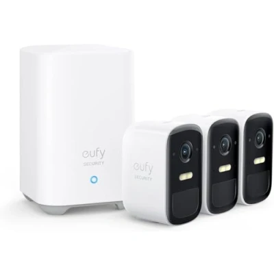 Imagen de eufy Security eufyCam 2C, Camara vigilancia WiFi Exterior, de Exterior,180 días duración la batería, HD 1080p, nessun Costo mensile, Conjunto Tres cámaras