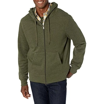 Imagen de Amazon Essentials Chaqueta de Felpa con Cremallera Completa (Disponible en Tallas Grandes y Largos Especiales) Hombre, Verde Oliva Mezcla, L