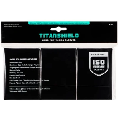 Imagen de TitanShield Fundas protectoras de cartas coleccionables tamaño estándar para Magic The Gathering MTG, Pokemon (150 fundas/negro)
